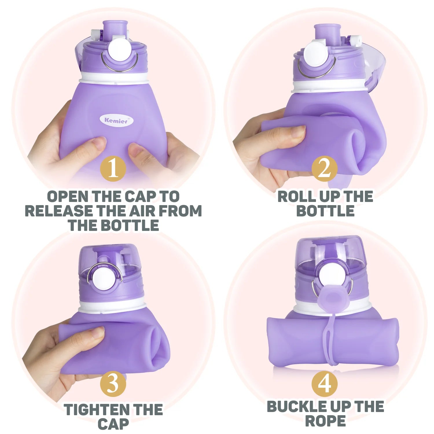 Collapsible Silicone Water Bottles-750Ml,Medical Grade,Bpa Free Travel Water Bottle Can Roll Up,26Oz,Leak Proof Foldable Sports &amp; Outdoor Water Bottles