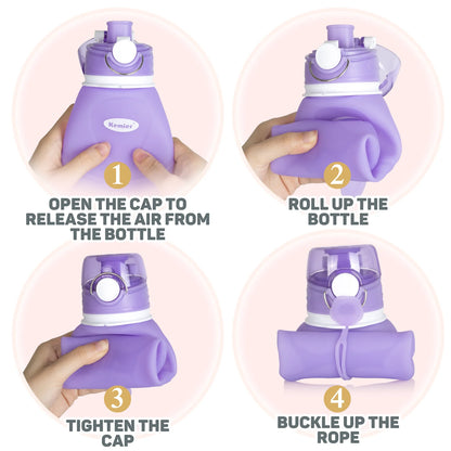Collapsible Silicone Water Bottles-750Ml,Medical Grade,Bpa Free Travel Water Bottle Can Roll Up,26Oz,Leak Proof Foldable Sports &amp; Outdoor Water Bottles