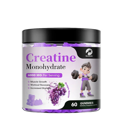 Creatine Monohydrate Gummies 6000Mg Sugar Free Chewable Creatine for Muscle Strength Muscle Builder Energy Boost