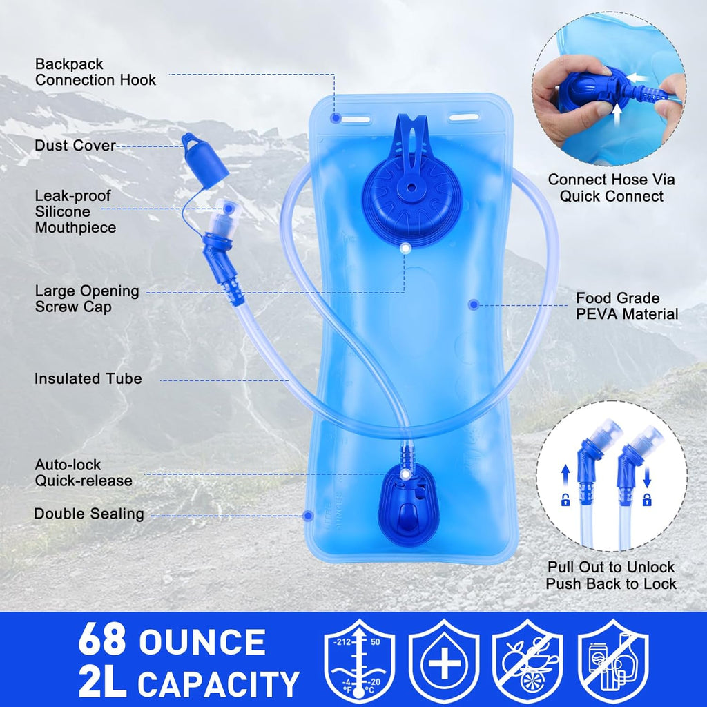 Running Hydration Vest - Lightweight Insulated Hydration Backpack with 2L Water Bladder, Adjustable Chest Straps and Reflective Water Backpack for Running Marathon Race Hiking Cycling