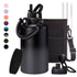 40 OZ Water Bottle with Straw - Auto Spout Lids, Paracord Handle, Carrier Bag, Flask Boot, Wide Mouth Stainless Steel Sports Water Bottles Thermal Water Flask Cold for 48H