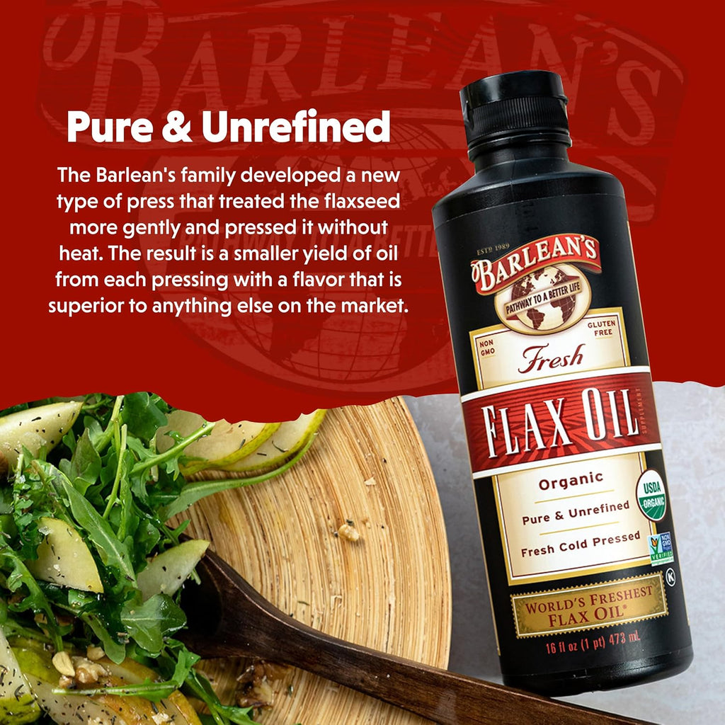 Organic Flaxseed Oil Liquid from Fresh Cold Pressed Flax Seeds, 7,640Mg ALA Omega 3 Fatty Acid Supplement for Skin and Hair Care, Vegan & Gluten Free, 8 Oz | Fresh Cold-Pressed Flax Seeds, ALA Omega 3-6-9, Vegan, Non-Gmo, Gluten-Free, Unrefined, Supports Heart, Skin & Hair