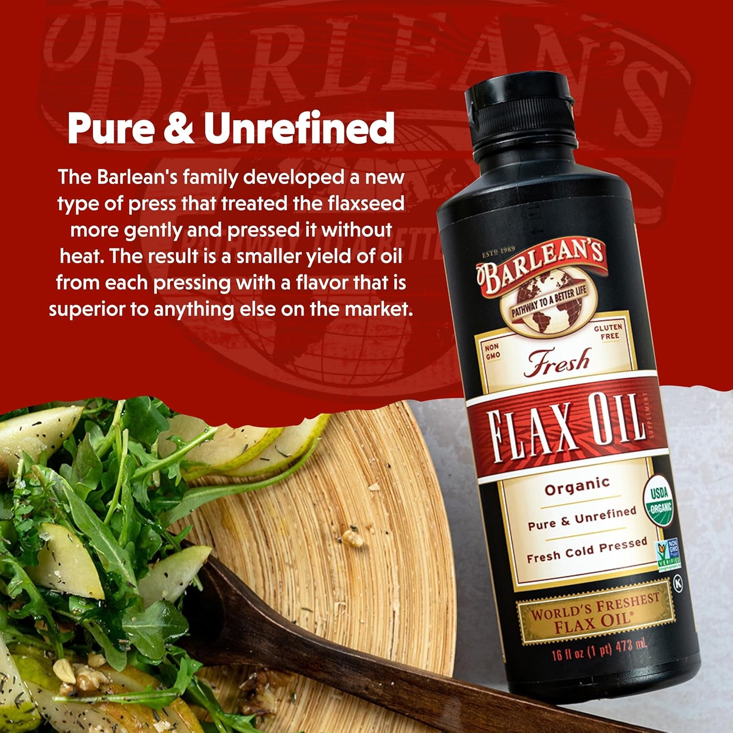 Organic Flaxseed Oil Liquid from Fresh Cold Pressed Flax Seeds, 7,640Mg ALA Omega 3 Fatty Acid Supplement for Skin and Hair Care, Vegan & Gluten Free, 8 Oz | Fresh Cold-Pressed Flax Seeds, ALA Omega 3-6-9, Vegan, Non-Gmo, Gluten-Free, Unrefined, Supports Heart, Skin & Hair
