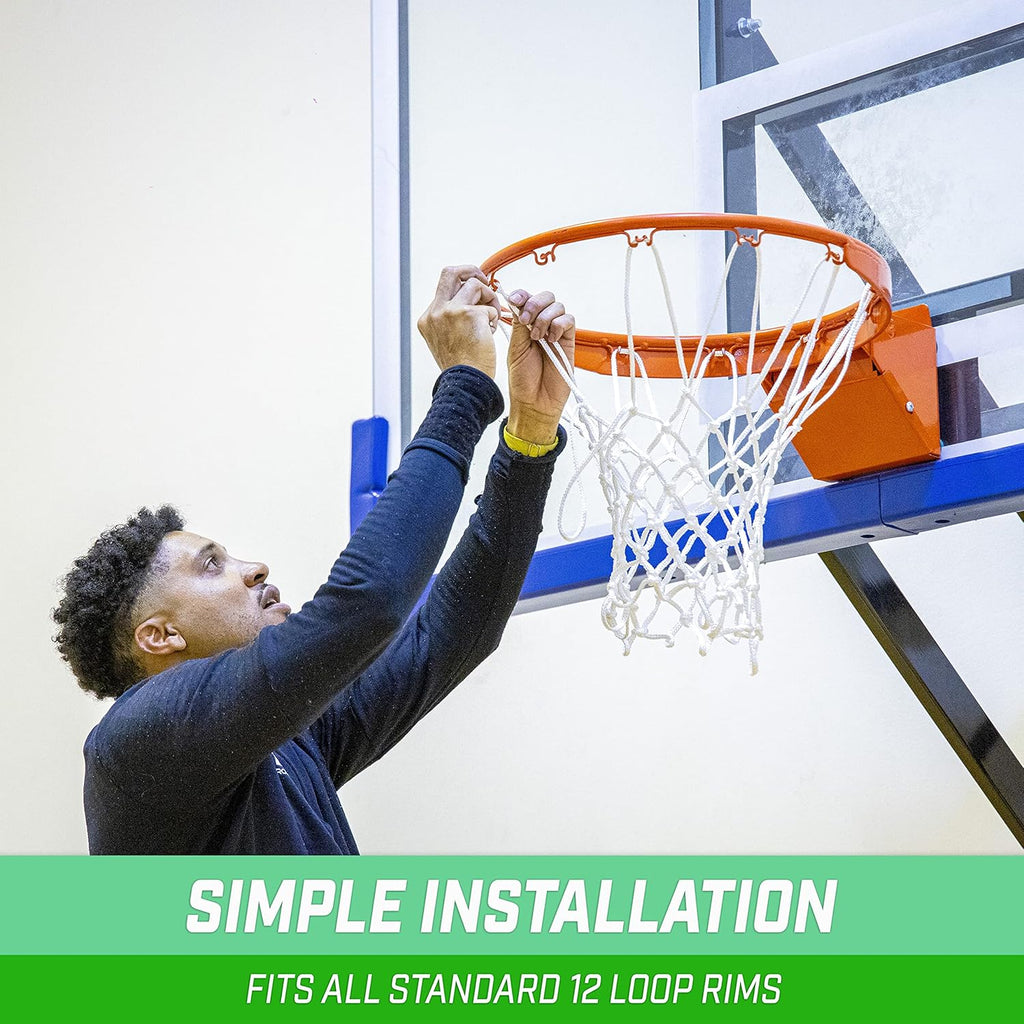 Basketball Net Replacement with 12 Loops - Heavy Duty for Indoor & Outdoor Hoops, Rim Not Included