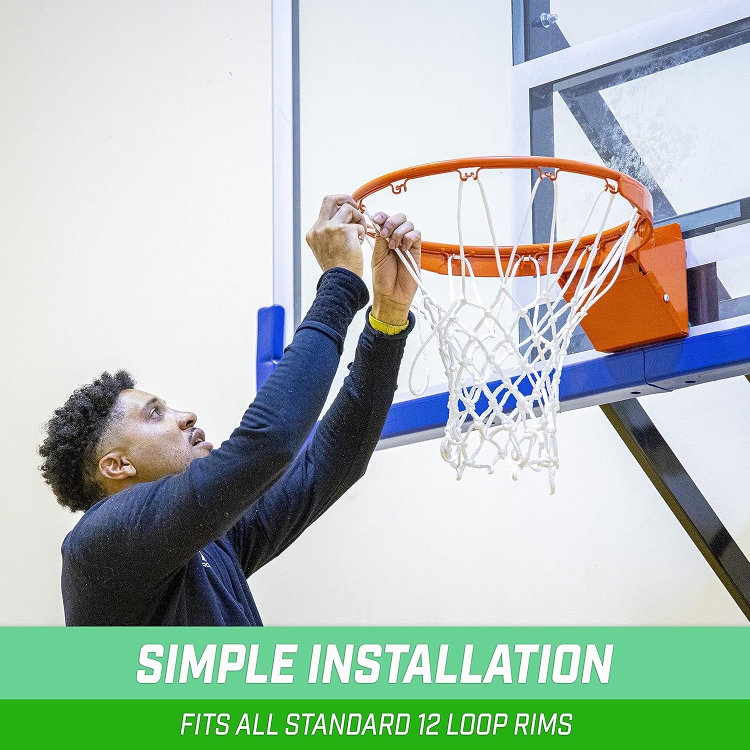 Basketball Net Replacement with 12 Loops - Heavy Duty for Indoor & Outdoor Hoops, Rim Not Included