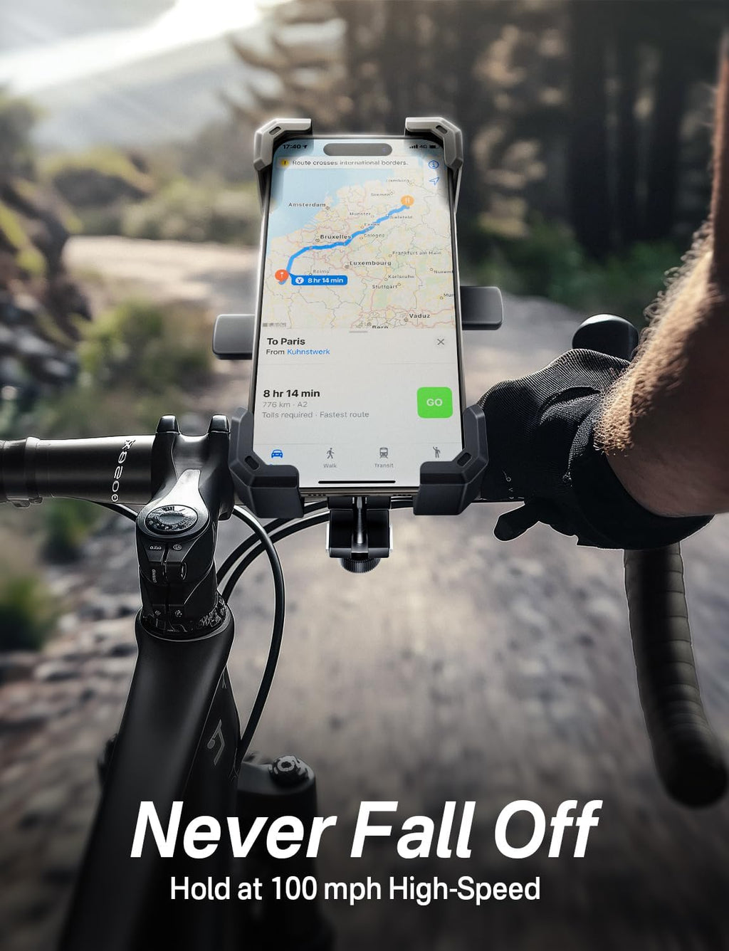 Bike Phone Holder Handlebar,Motorcycle Phone Mount,Atv Cell Phone Clamp,Scooter Phone Clip for Iphone 15 Promax14 13 12Plus, Samsung S24 Ultra S23 and More 4.7"" to 7.0"" Inch Phone