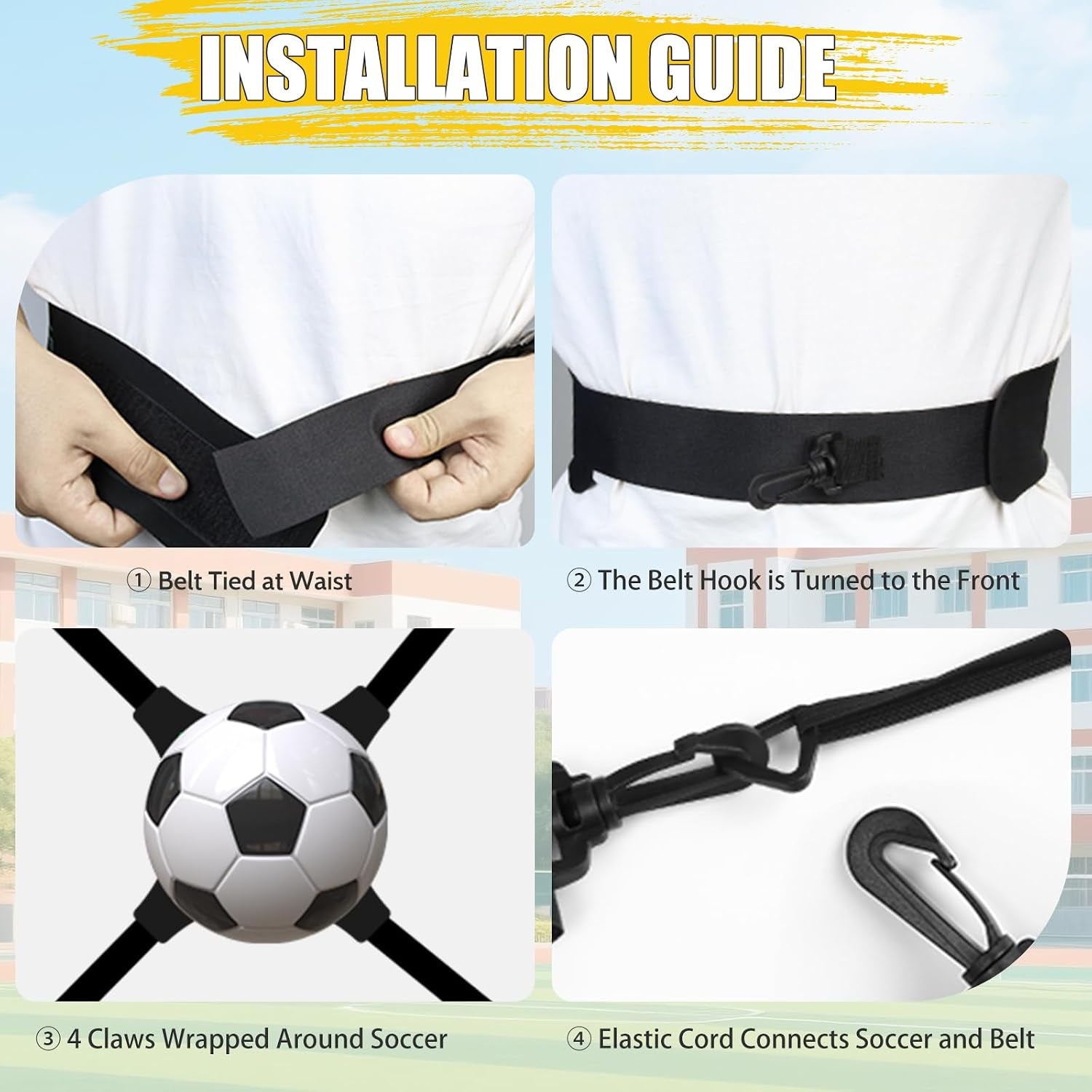 Soccer Trainer, Football Solo Practice Training Equipment Soccer Kick Juggling Trainer Improve Ball Control, Passing and Shooting Skills for Kids Adults Soccers Gear