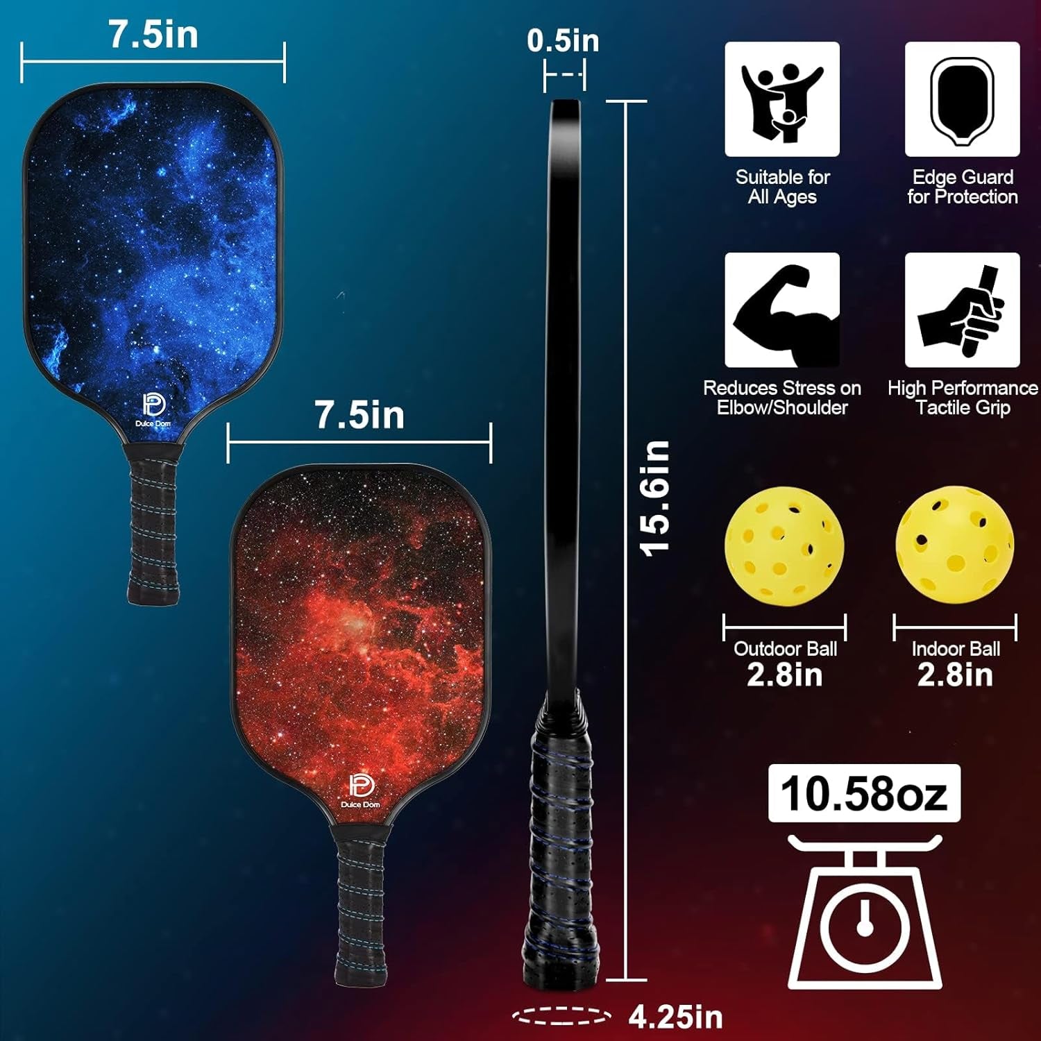 Pickleball Paddles Set of 2/4 - USAPA Approved | Fiberglass/Graphite Surface Pickle Ball Rackets with Carrying Bag, Ideal Training Equipment for Beginner Intermediate