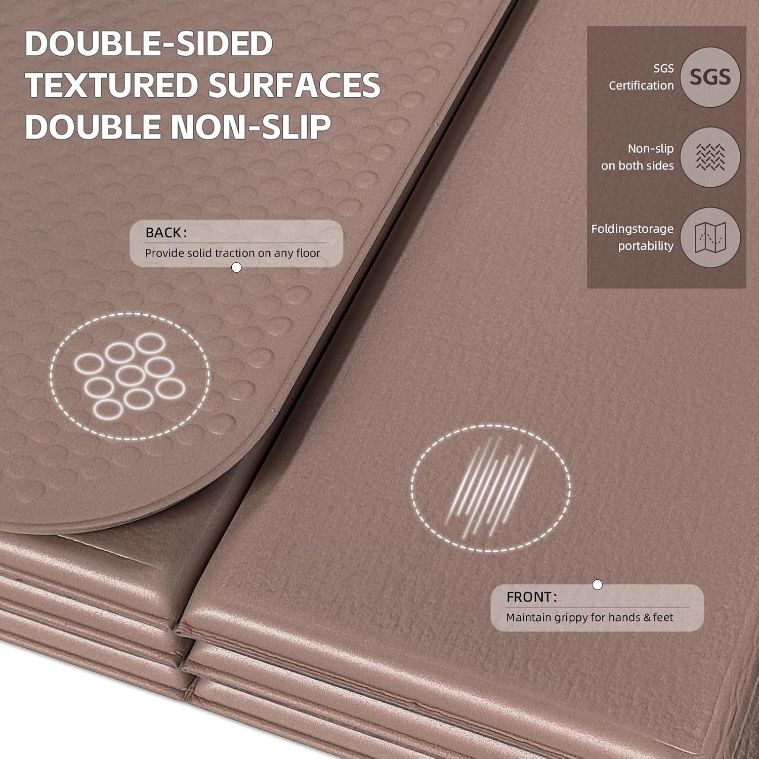 Foldable Yoga Mat, Extra Thick 10Mm, 76"X26"Extra Long | 12-Fold Design,Sgs Certified Tpe,Non-Slip & No Smell,Ultra Portability,For Yoga,Gym,Pilates,Home Workouts