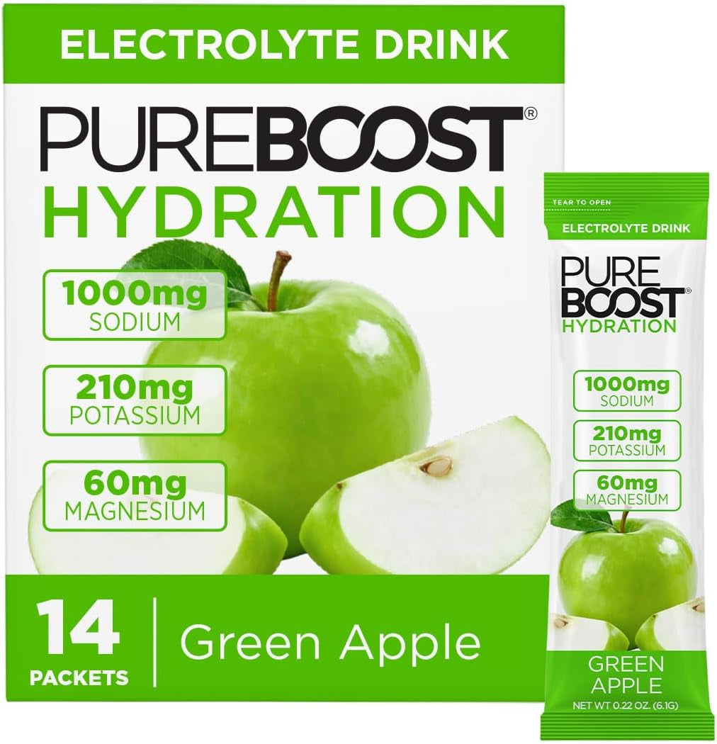 Sugar-Free Electrolyte Hydration Packets, Green Apple 14Ct | Zero Calories, Fast Hydration Drink Mix with 1,000Mg Sodium, Potassium & Magnesium