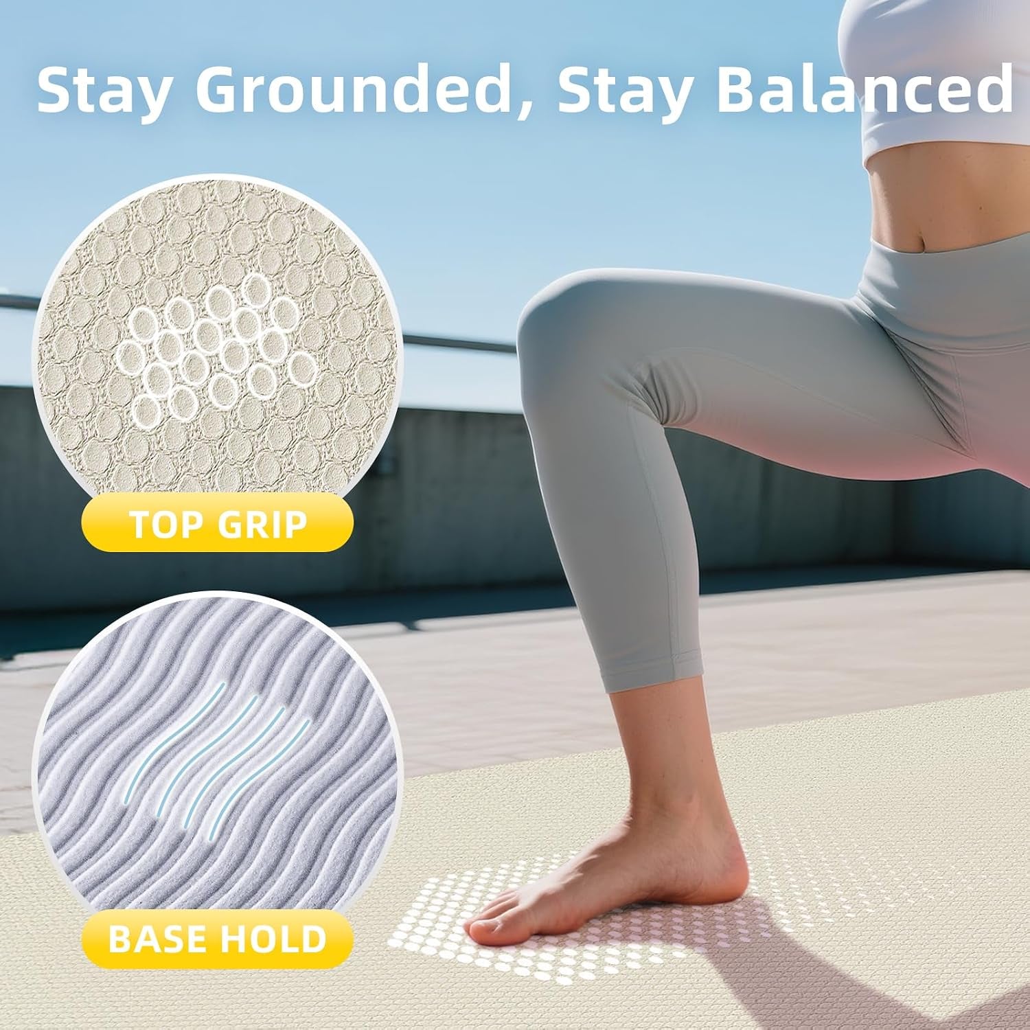 Extra Large Yoga Mat – 72"X48" or 78"X57", 1/4"–1/2" Thick Mat for Women & Men, TPE Non-Slip Pilates Mat for Home Gym, Yoga, Stretching, Meditation