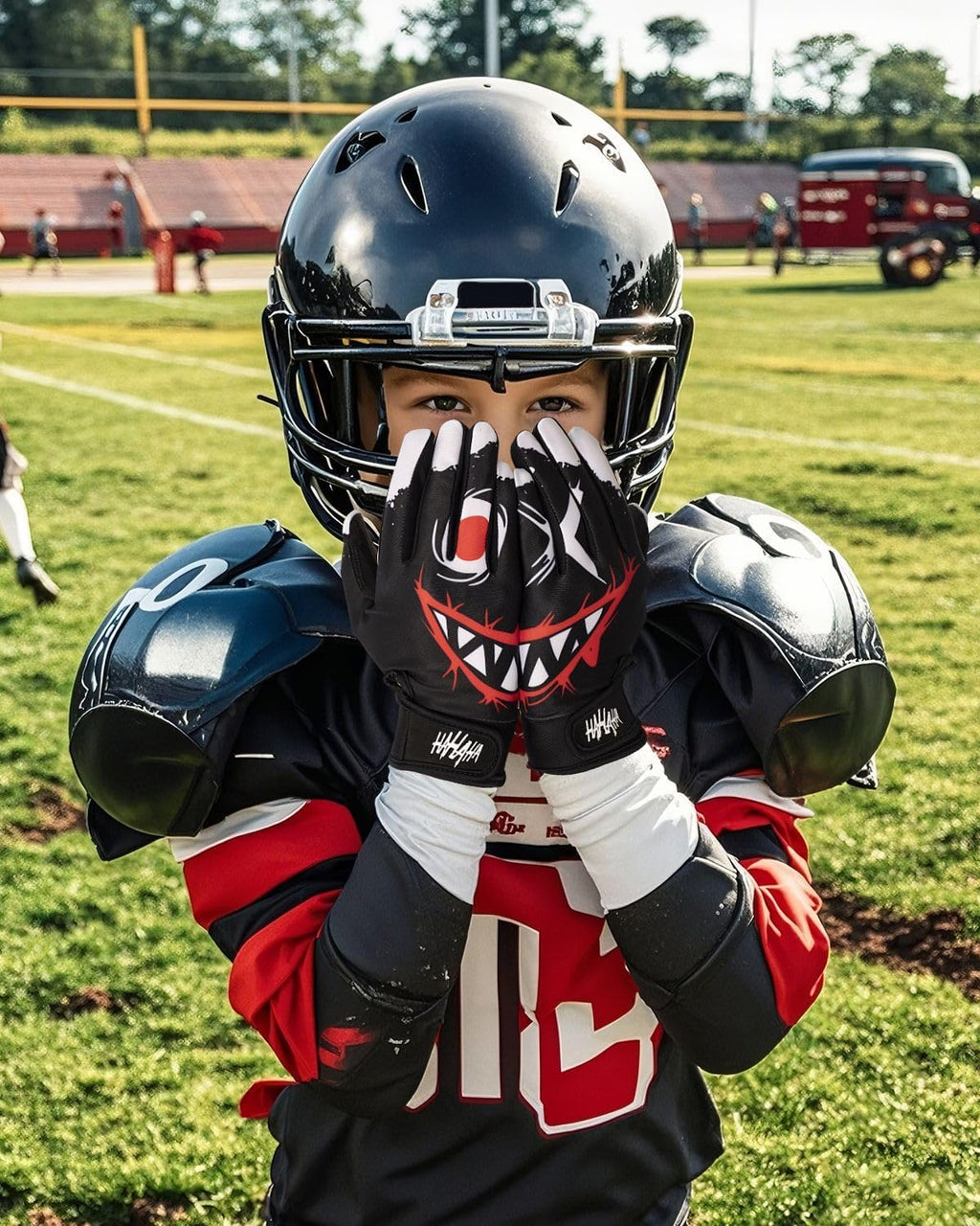 Youth Football Gloves, Non-Slip Kids Football Gloves with Super Sticky Grip Palm, Breathable Wide Receiver Glove Best Gifts for Boys Girls