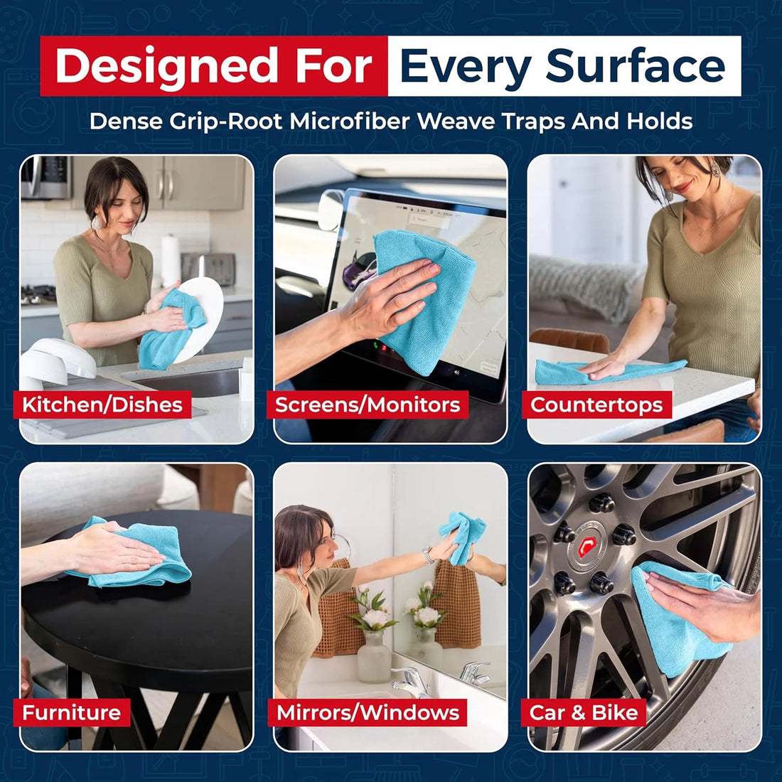 Microfiber Cleaning Cloths-Microfiber Towels-Turq- Pack of 12 (12.5"X12.5")
