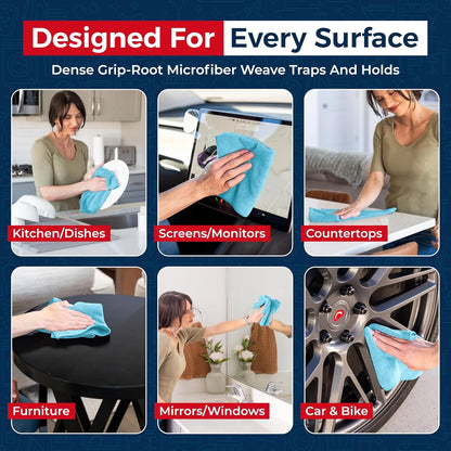Microfiber Cleaning Cloths-Microfiber Towels-Turq- Pack of 12 (12.5"X12.5")