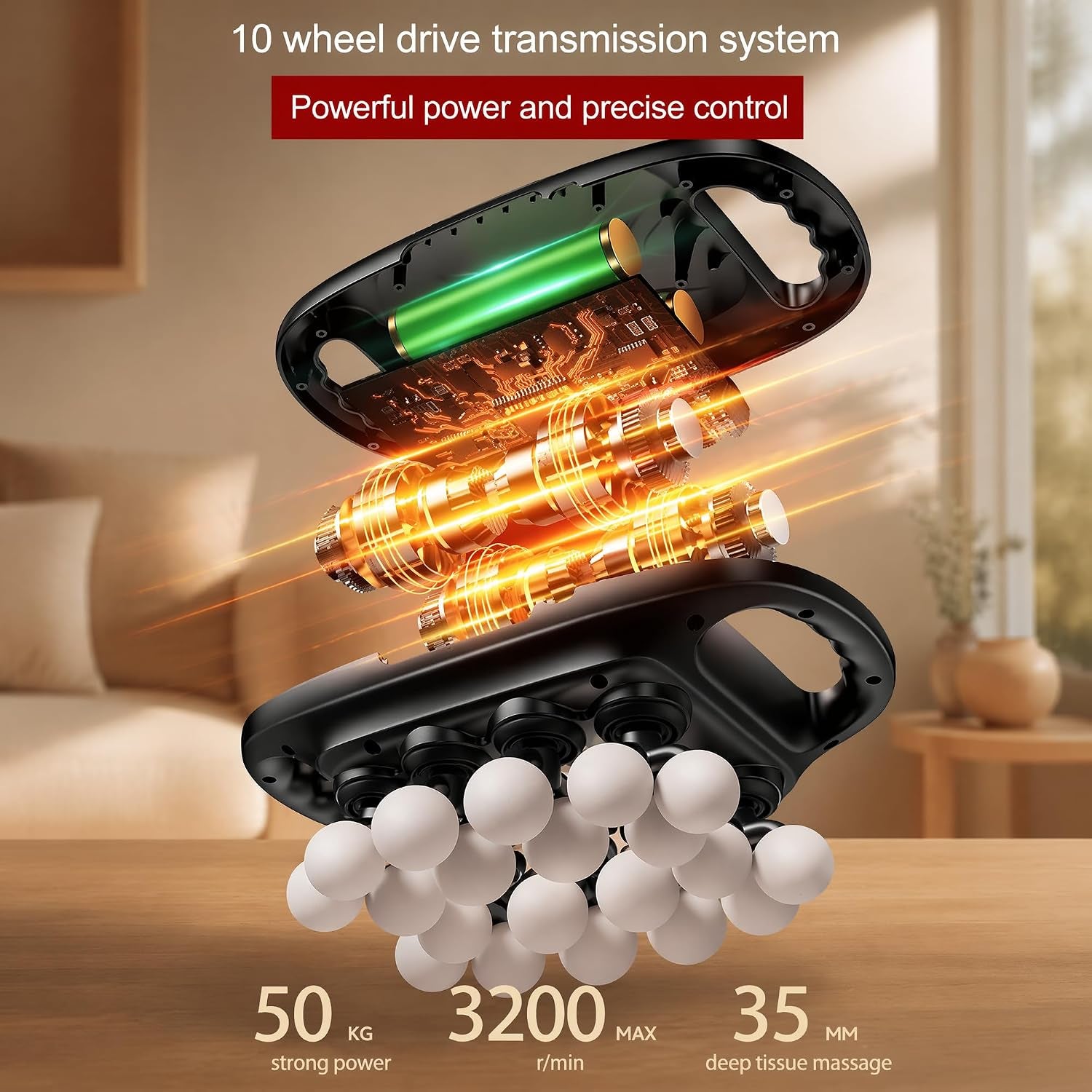 20-Head Dual Handle Massage Gun | 3 Modes 30 Speeds, Quiet Deep Tissue, Electric Muscle Relaxer, for Back Neck Shoulder Leg, for Athletes and Office