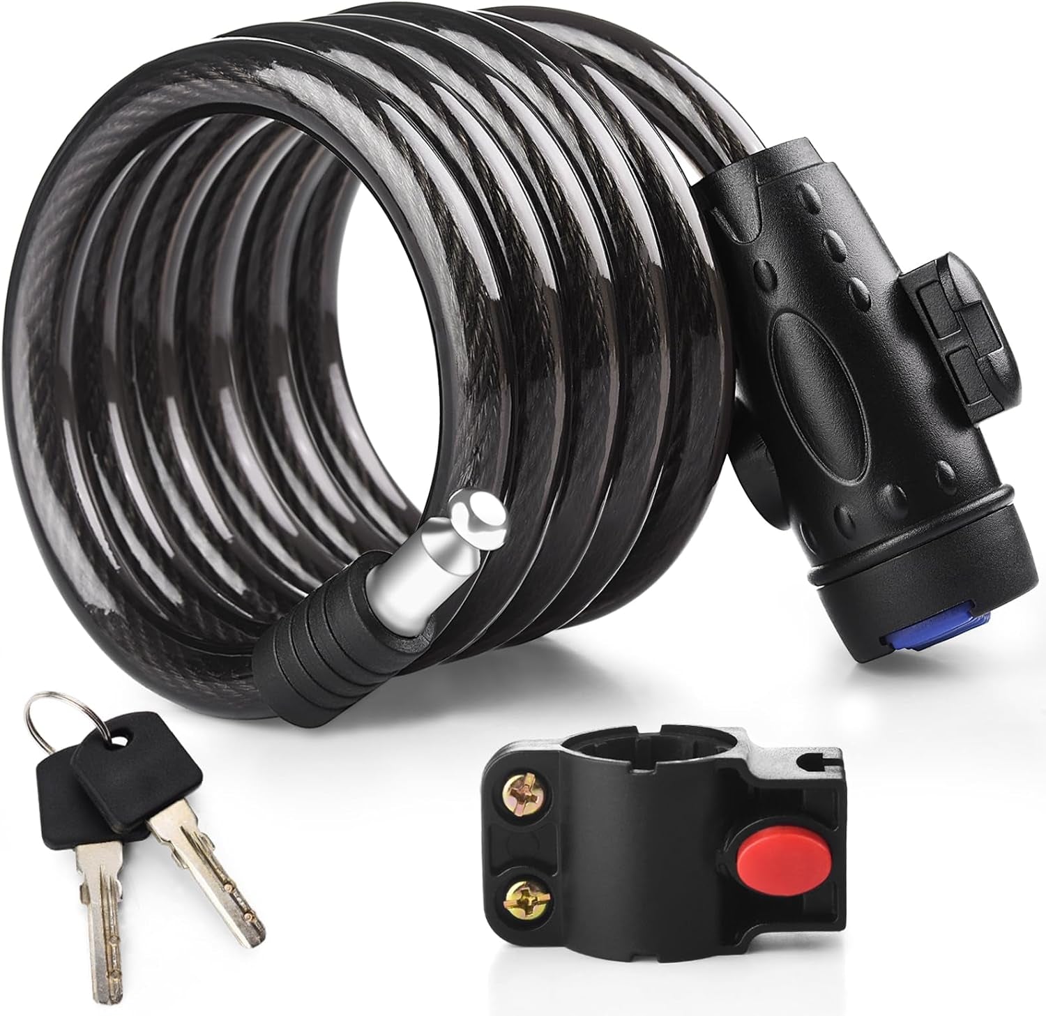 Bike Lock, [4Ft/1.2M] 1/2 Inch Thick Bike Cable Locks with 2 Keys | Weatherproof Heavy Duty Bicycle Lock Cable Anti-Theft Security Cable with Mounting Bracket for Ebike, Scooter, Motorcycle