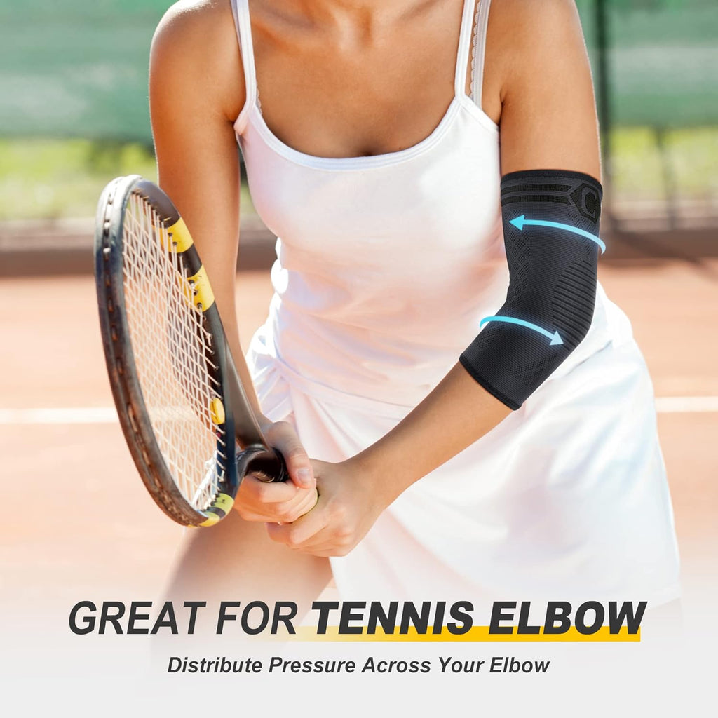 2 Pack Elbow Brace Compression Sleeve, Tennis & Golfer'S Elbow | Breathable 3D Knit, Moisture-Wicking, No Straps or Velcro, Epicondylitis, Tendonitis & Arthritis Relief, All-Day Wear