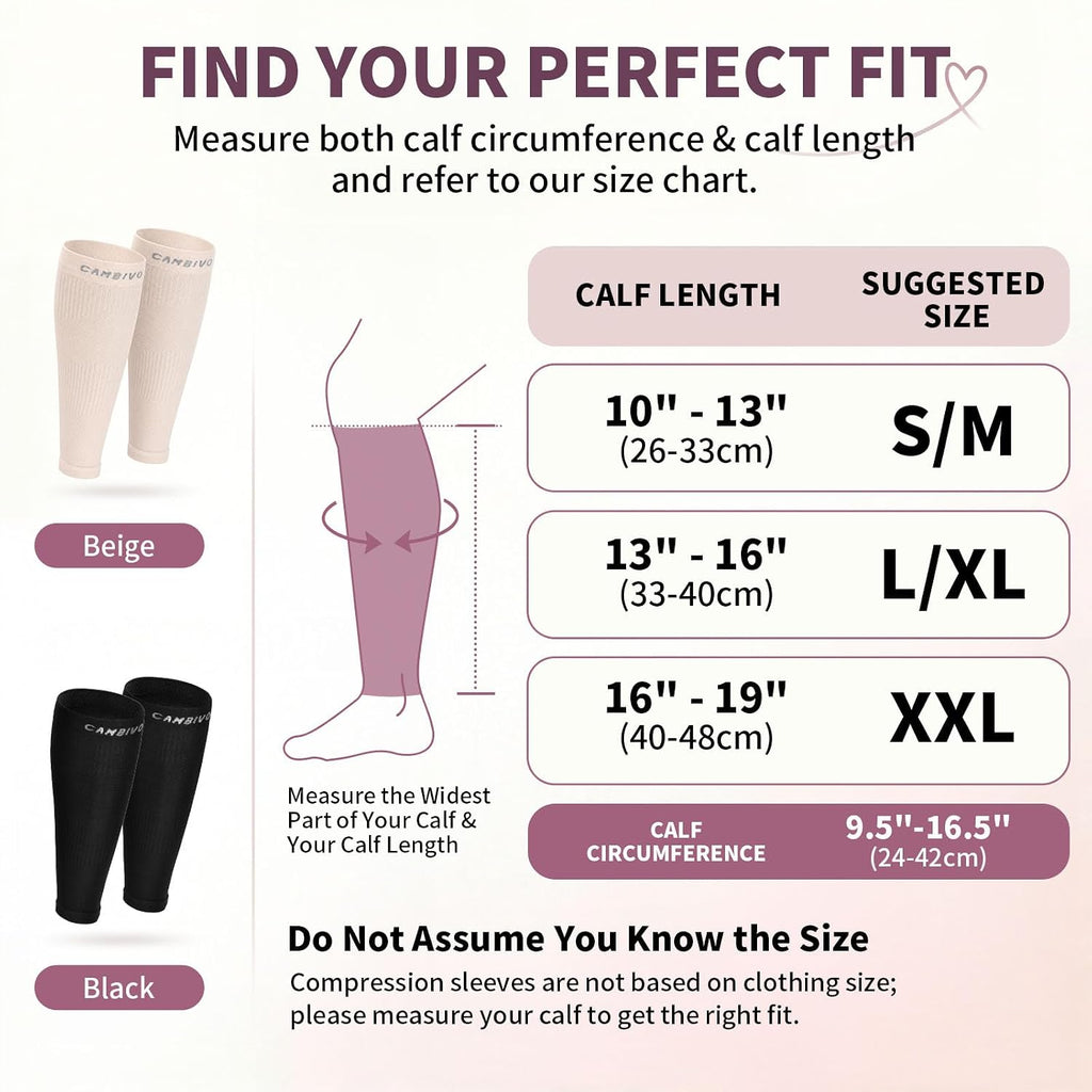 Calf Compression Sleeves for Women & Men - 12-18Mmhg Mild Compression Footless Leg Sleeves for Shin Splints Relief, Running, Travel, Workout & Daily Recovery - Breathable Calf Support