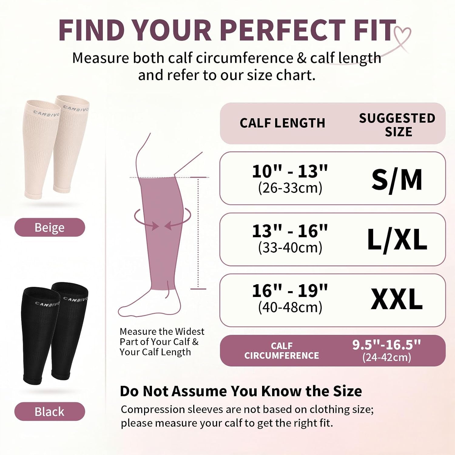 Calf Compression Sleeves for Women & Men - 12-18Mmhg Mild Compression Footless Leg Sleeves for Shin Splints Relief, Running, Travel, Workout & Daily Recovery - Breathable Calf Support