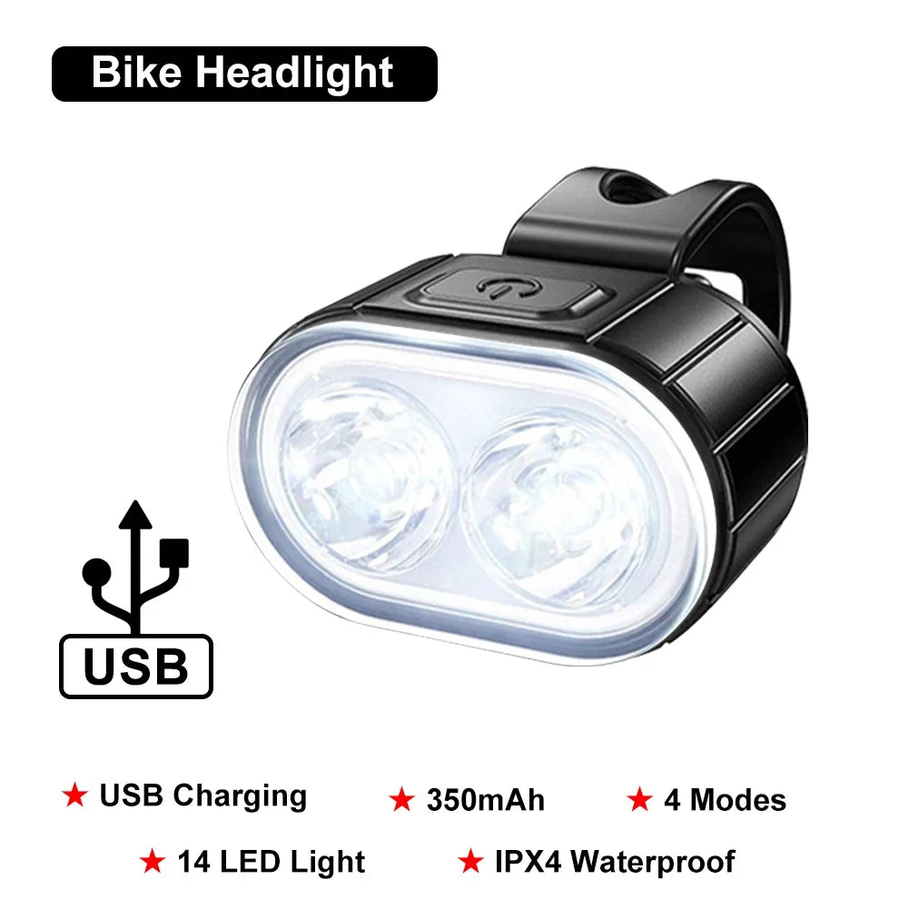 Bike Lights Front Rear Bicycle Lighting Cycling USB Rechargeable Flashlight for Bicycle Light Mountain Bike Back Lantern Lamp