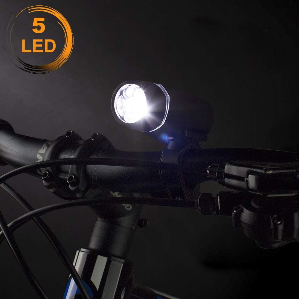 Bike Lights, Super Bright with 5 LED Bike Headlight & 3 LED Rear, Bike Lights for Night Riding with Quick-Release, Waterproof Bicycle Light Set, Bike Accessories, Bicycle Accessories, Flashlight