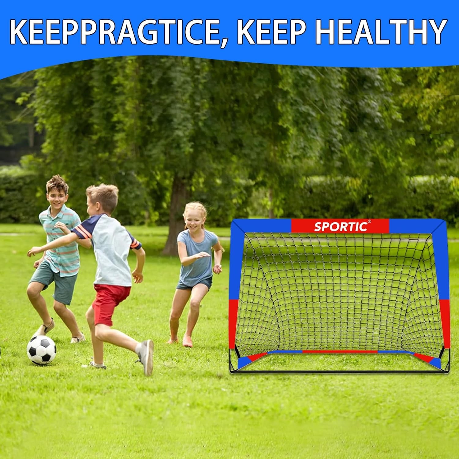 2 Pack 4' X 3' Soccer Goal Net Set, Pop up Kids Practice Soccer Goals for Indoor and Outdoor.Portable Soccer Net with Carrying Bag & Ground Pegs, Perfect for Backyard, Field, Court