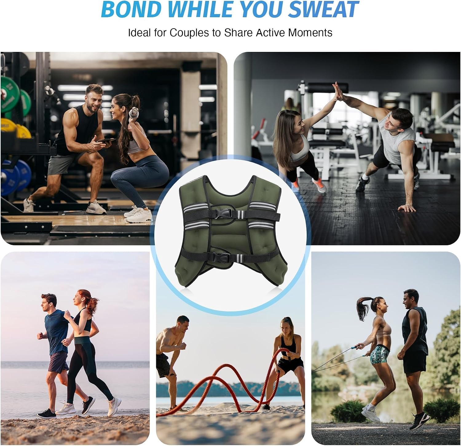 Weighted Vest, 6Lb/8Lb/12Lb/16Lb/20Lb/25Lb/30Lb Weight Vest with Reflective Stripe for Workout, Strength Training, Running, Fitness, Muscle Building, Weight Loss, Weightlifting