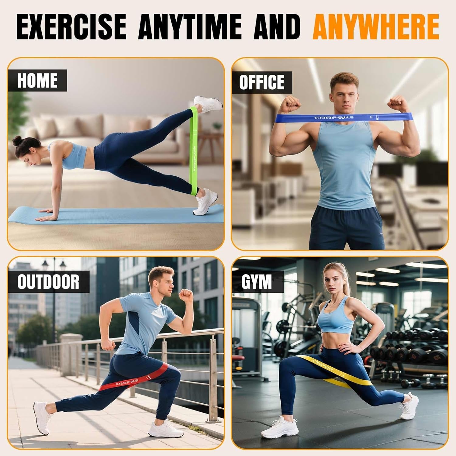 Resistance Bands for Working Out, Exercise Bands Resistance Bands Set with 5 Resistance Levels, Latex Loop Bands for Women Men, Workout Bands for Legs, Glutes, Strength Training, Yoga, Home Gym