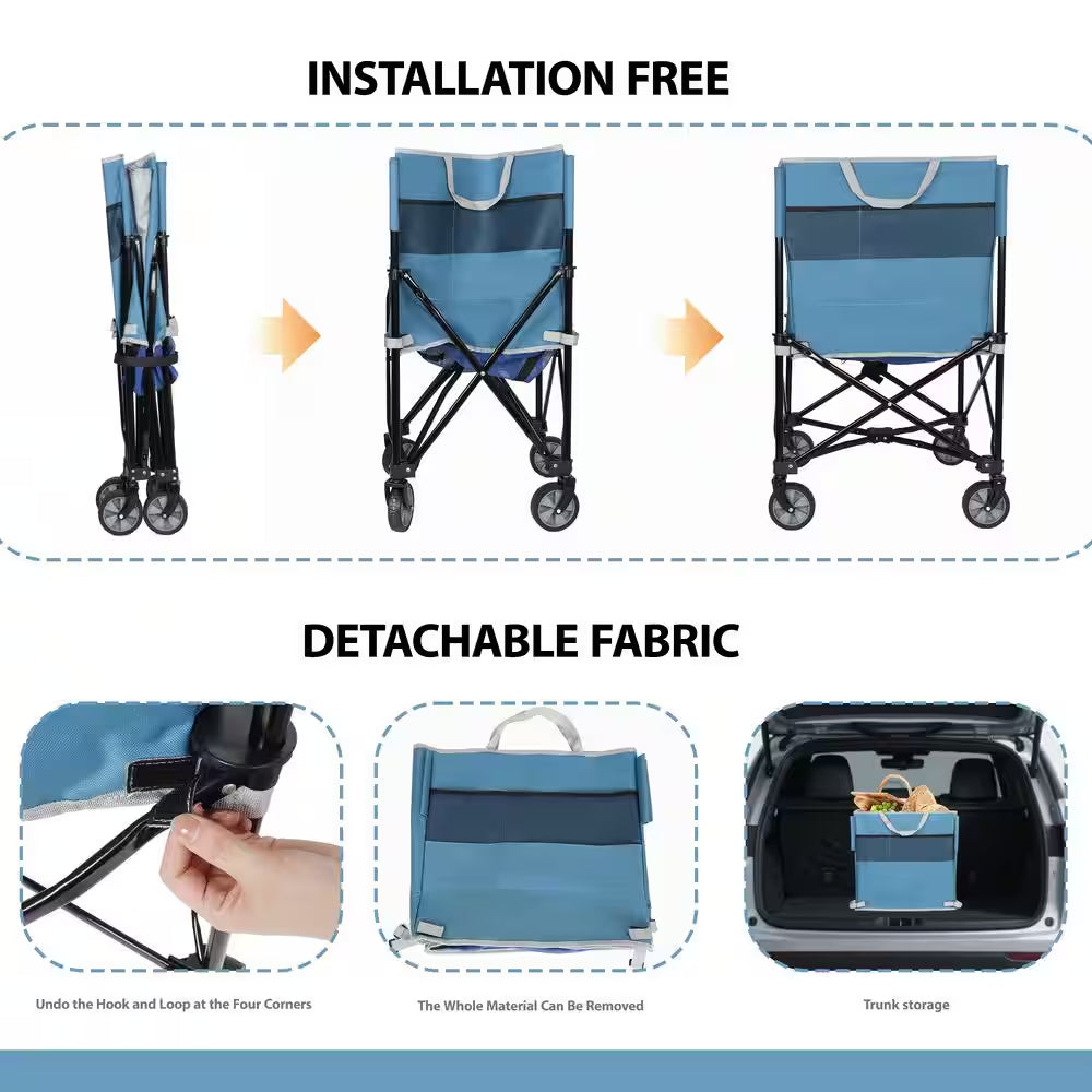 Steel 4-Wheeled Equipment Organizer Rolling Ball Storage Cart in Blue and Gray