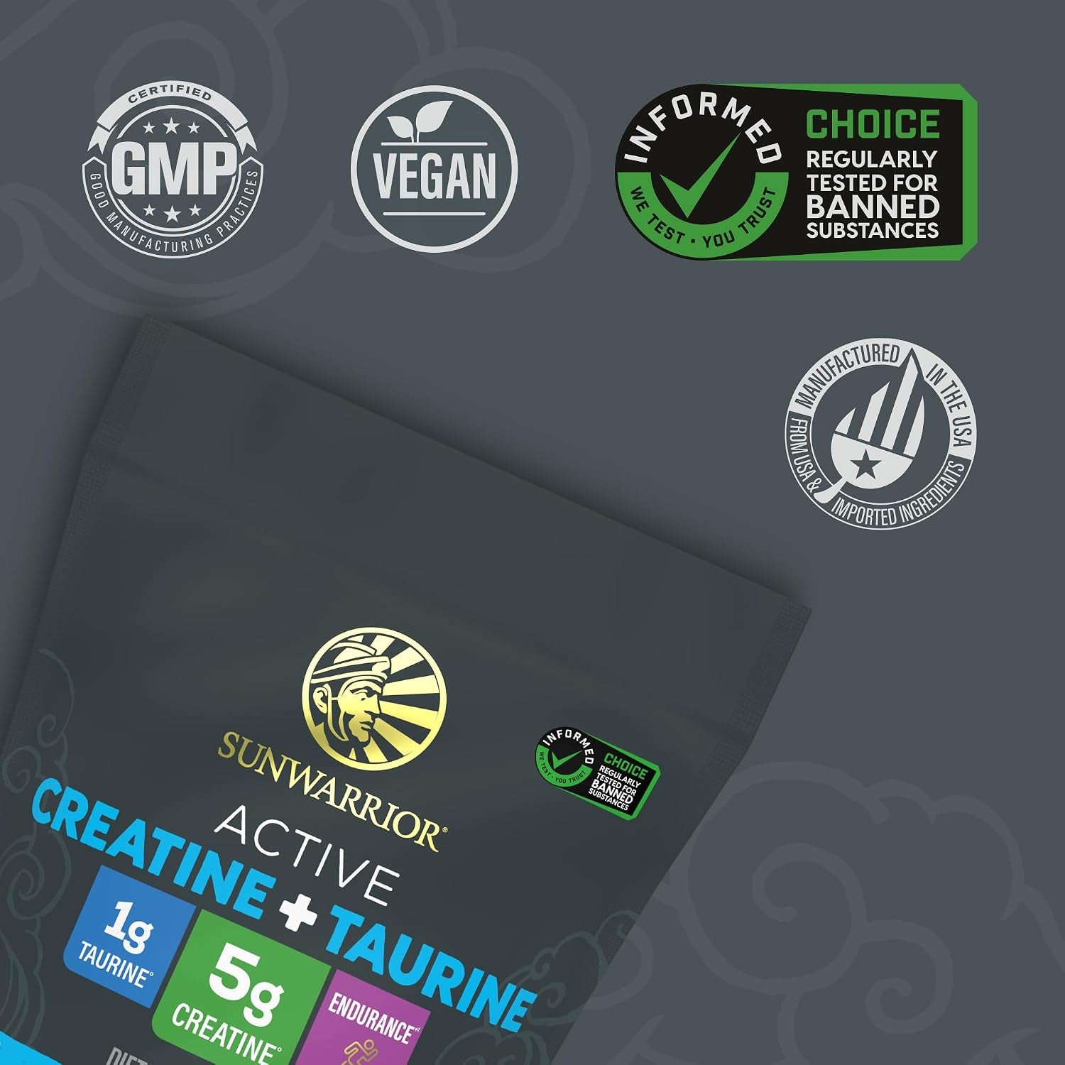 Creatine Monohydrate Powder Taurine Supplement, 5G Creatine Monohydrate 1G Taurine per Serving | Vegan Muscle Strength, Endurance & Recovery Support, Clean Performance Formula | 60 Servings Unflavored