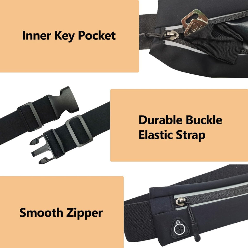 Slim Running Belt Fanny Pack for Men Women, Running Phone Holder Runners Pouch Waist Pack for Workout, Money Belt, Running Gear Accessories [Fits ALL Phones] | Runners Pouch Waist Pack for Workout Sport Exercise Fitness Marathon, Money Belt, Running Gear Accessories, Fits ALL Phones