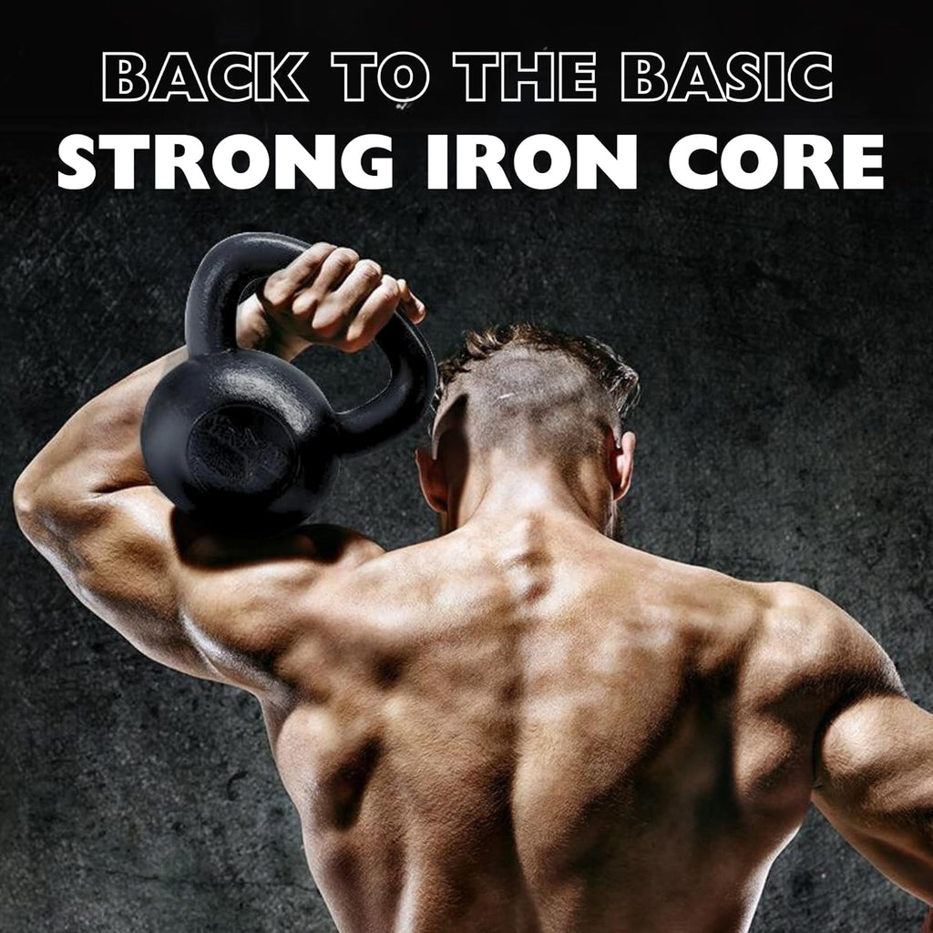 Kettlebell Sets, 5 - 10 - 15 - 20 - 25 - 30 LB Cast Iron Strength Training Kettlebells, Wide Handles & Flat Bottom, Multi-Level from Beginners to Pros for Strength Training & Home Gym