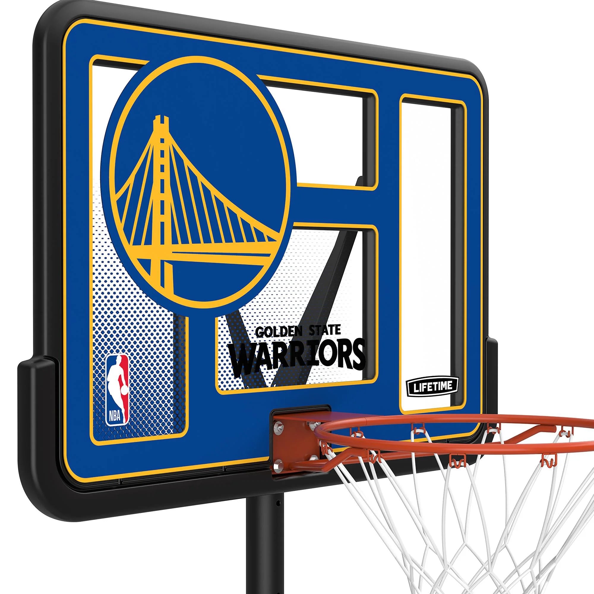 NBA Golden State Warriors 44" Portable Basketball Hoop with Wheels - 7.5 to 10 Ft Adjustable Height