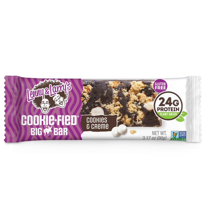 Cookie-Fied Big Bar Cookies &amp; Creme, Plant-Based Protein Bar, Gluten-Free, Vegan and Non-Gmo, 12 Count