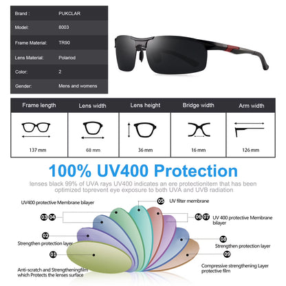 Mens Driving Sunglasses Polarized Sports Sunglasses Al-Mg Metal Frame Cycling Fishing Golf Goggles