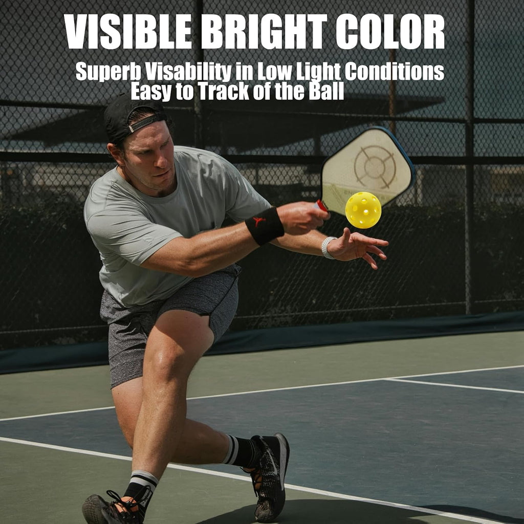 Pickleball Balls,Usapa Approved 40 Holes Outdoor Pickleballs | 6/20 Pack with Mesh Bag for All Paddles and Courts,Weather Resistant,High Elasticity, Durable Seamless Design,Easy to Control