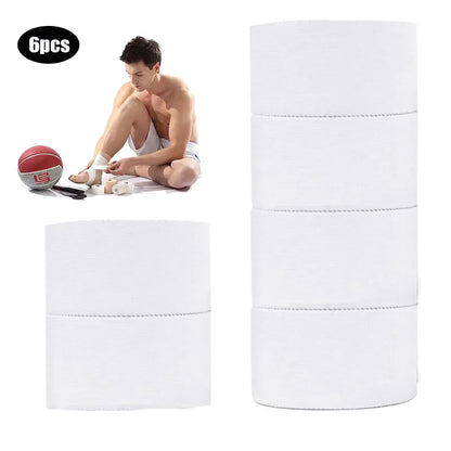 6Pcs Athletic Tape Boxing Adhesive Sport Tape Cotton White Injury Taping 2.5/3.8Cm Elastic Adhesive Bandage for Ankles