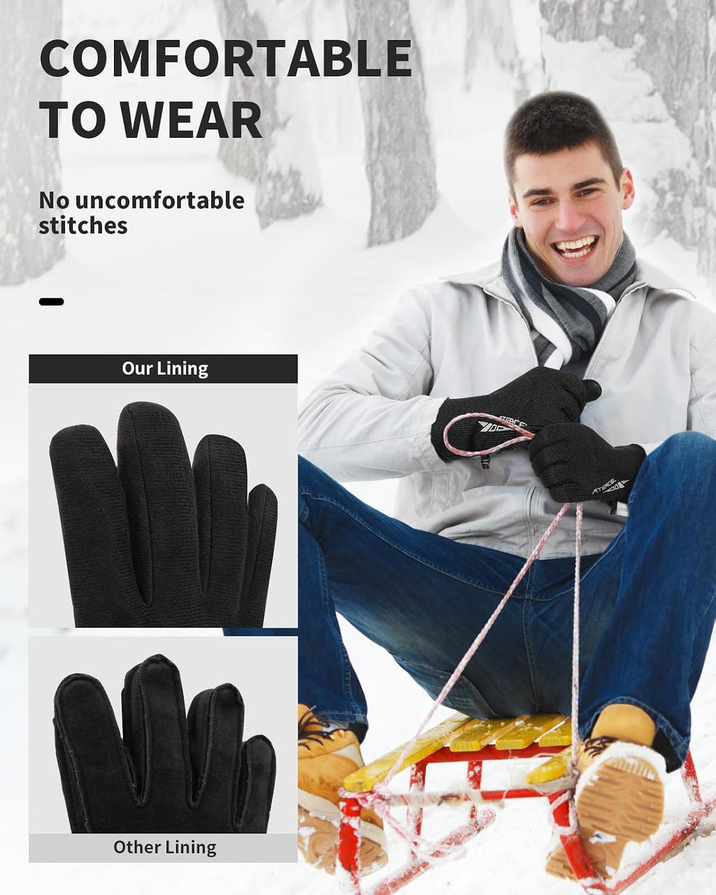 3M Thinsulate Winter Gloves Men Women, Waterproof Thermal Cold Weather Gloves, Touchscreen Snow SKI Skating Gloves