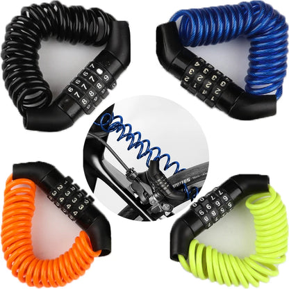 Helmet Lock Anti-Theft 4 Digit Password MTB Road Bike Locks for Scooter Motorcycle Portable Cycling Bicycle Cable Lock