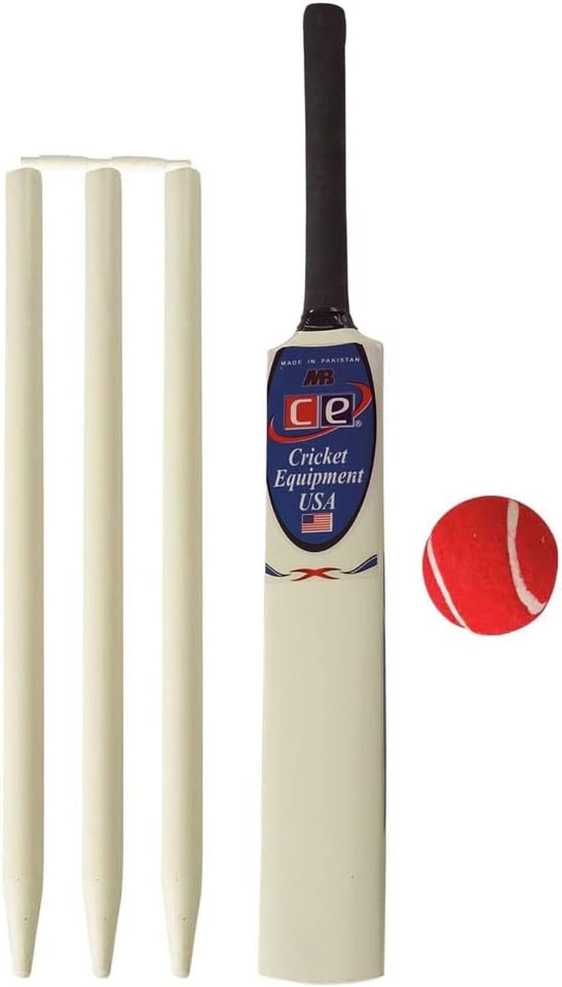 Junior Cricket Bat Set Wooden Gift Size 4, 6 Includes Stumps Ball Bat Carrying Bag
