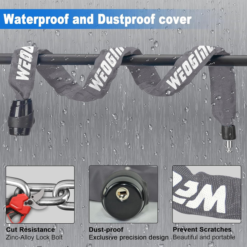 Bike Lock, Heavy Duty Anti-Theft 2.72 Ft Security Chain with 3 Keys, Waterproof for Bicycle,Scooter, Motorcycle, Door, Gate, Fence