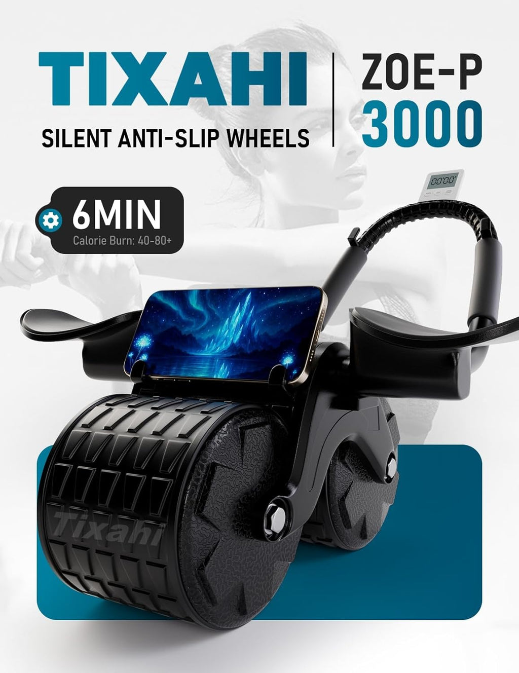 2026 Upgraded Ab Roller Wheel with Knee Mat &Timer | Full-Body Core Strength Training;Elbow Support Ab Wheel for Beginners Men Women;Portable Home Gym Fitness