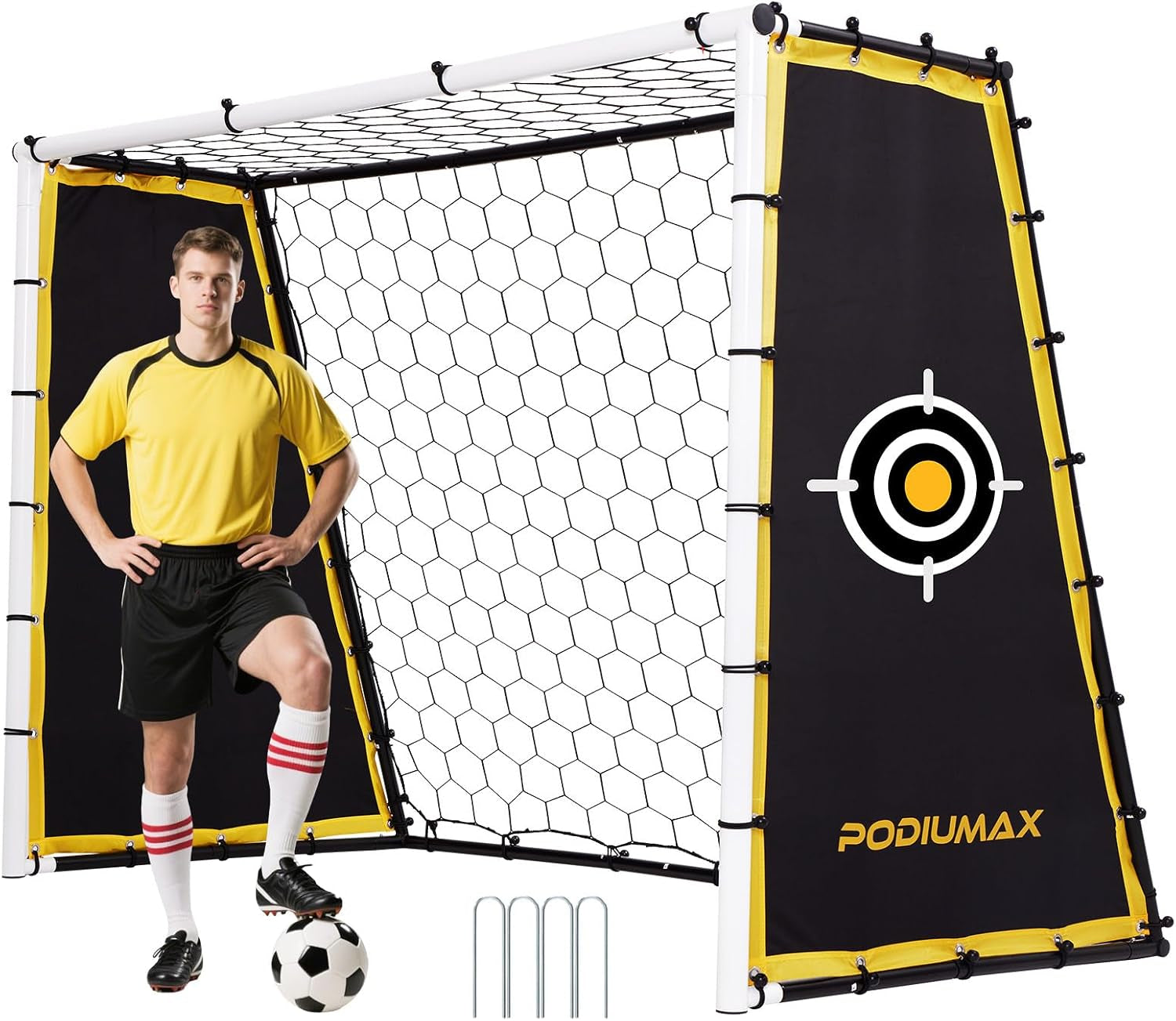 4-In-1 Soccer Goal & Rebounder Net for Training,7X5Ft Rebound | Stable Heavy Duty Frame,Tear-Resistant Net for Hard Shots, Goal & Rebounder for All Ages, Soccer Goals for Backyard