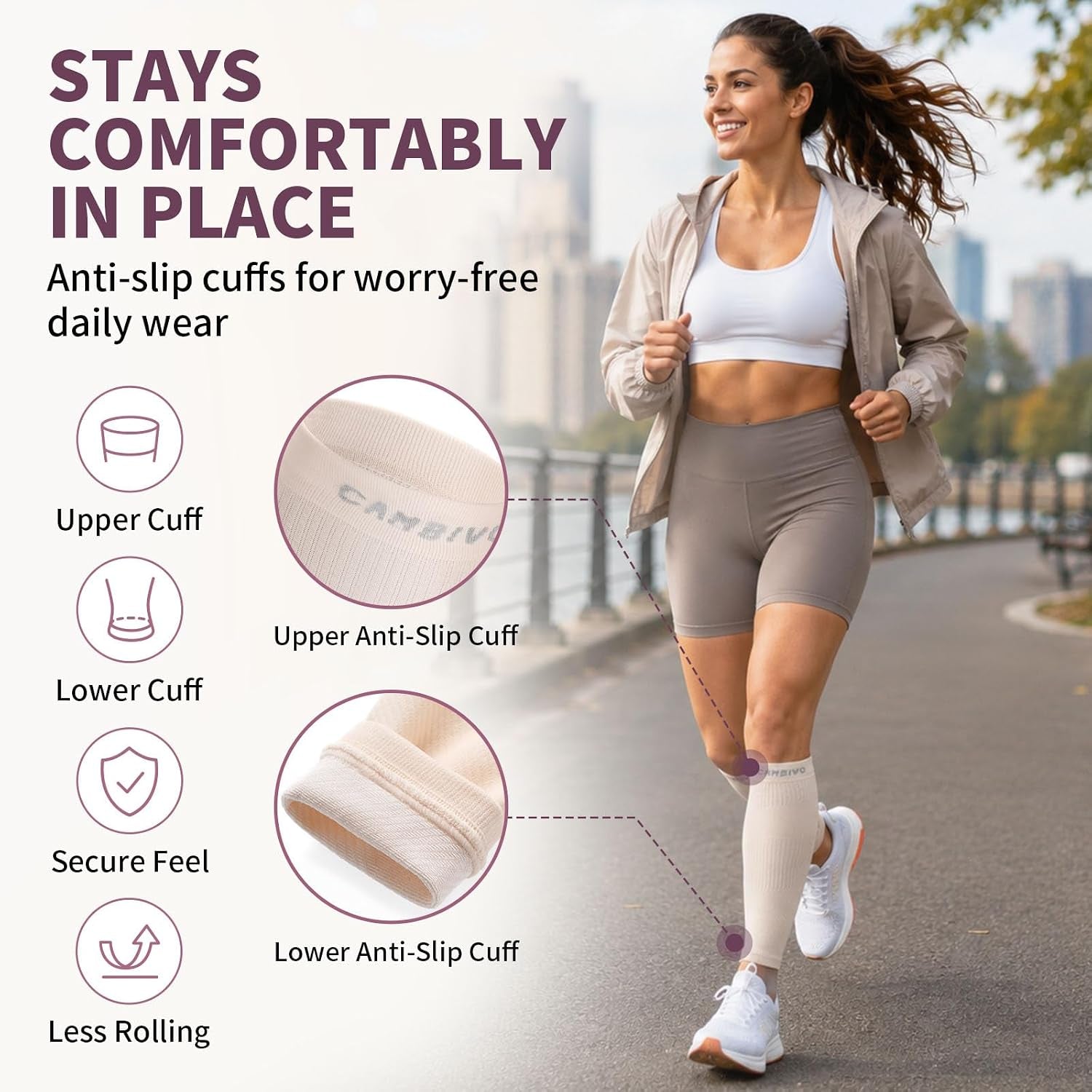 Calf Compression Sleeves for Women & Men - 12-18Mmhg Mild Compression Footless Leg Sleeves for Shin Splints Relief, Running, Travel, Workout & Daily Recovery - Breathable Calf Support