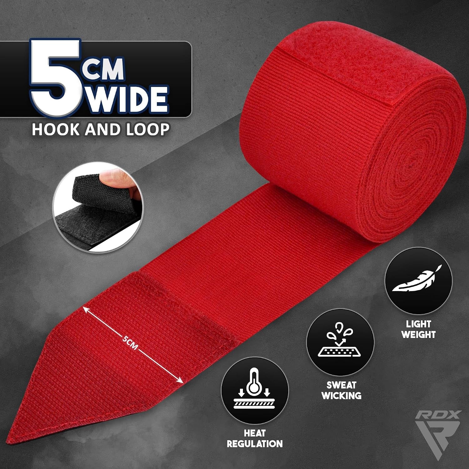 Boxing Hand Wraps 4.5M / 180 Inches – Mexican Style Semi-Elastic MMA Inner Gloves - Wrist Support for Muay Thai, Kickboxing, BJJ, Karate - Thumb Loop & Hook and Loop Closure - Cotton & Nylon Blend