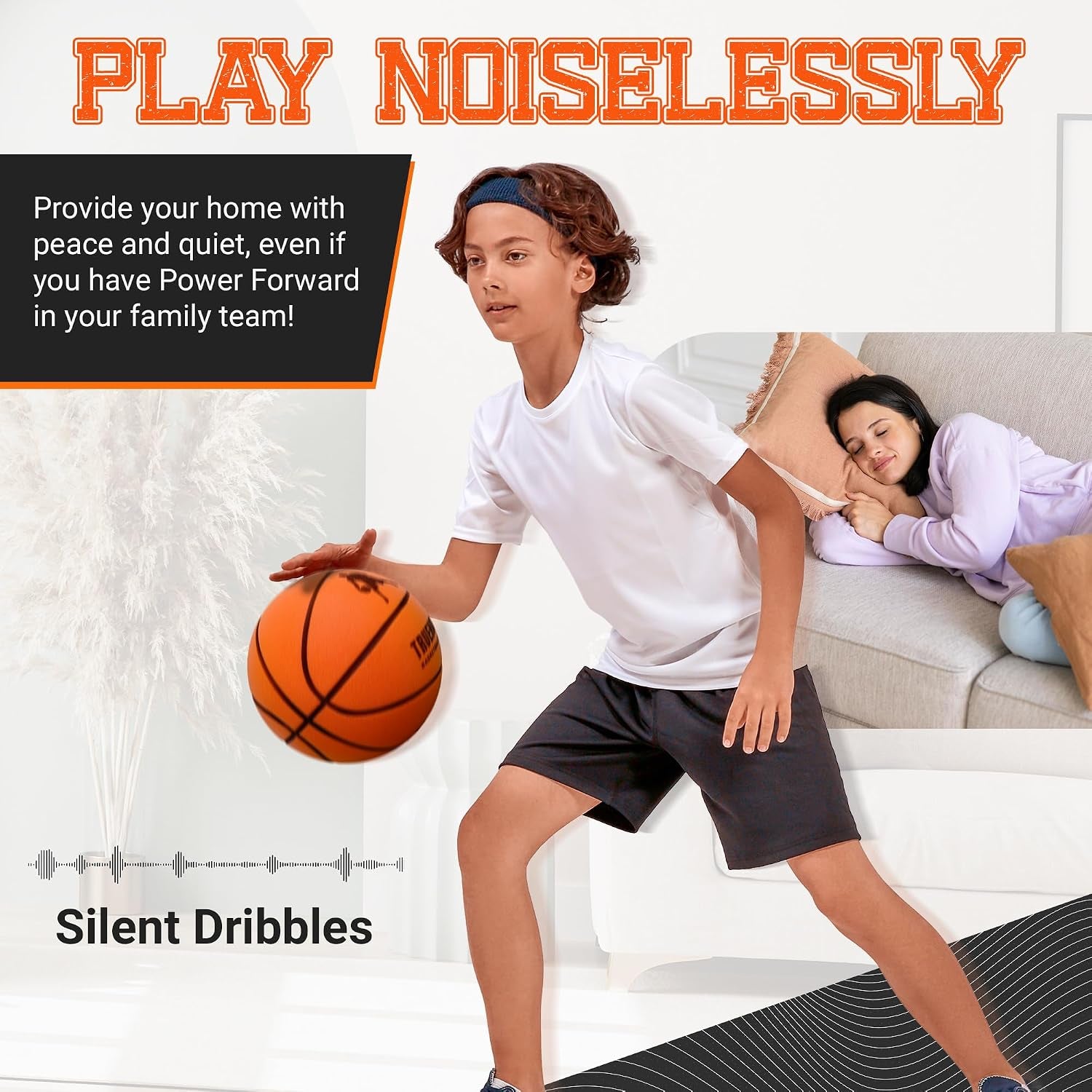 Silent Basketball – Size 7 Indoor Basketball (PRO Version) - Grooved Foam Basketball for Quit Dribbling and Indoor Training – Higher Bounce Noiseless Basketball - Non-Deforming Packaging