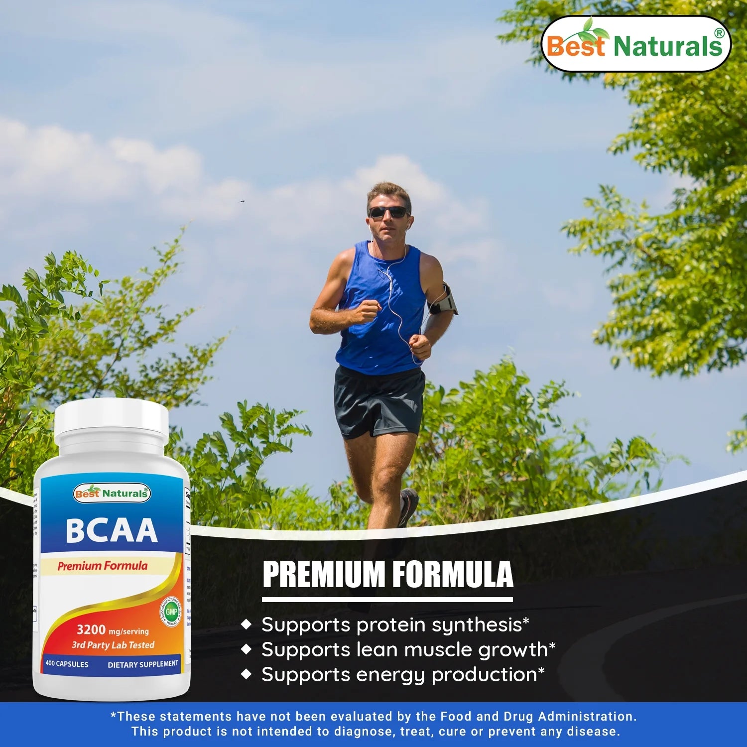 3 Pack  BCAA 3200 Mg per Serving 400 Capsules (Total 1200 Capsules)