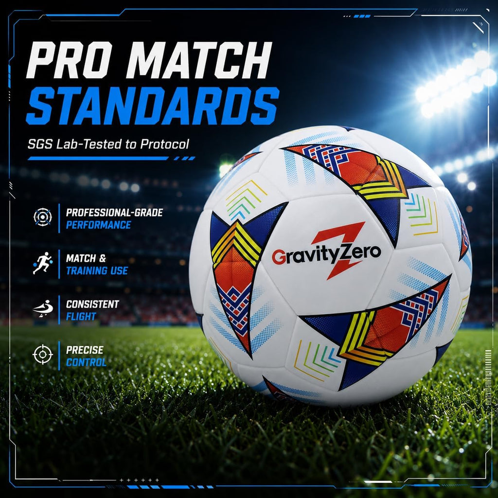 Size 5 Soccer Ball—Sgs Lab-Tested Pro Match Grade with Pump & Needles | Seamless Waterproof TPU Leather, 0.86% Sphericity, 2.3% Air Loss, Indoor Outdoor Match Training for Adults & Youths