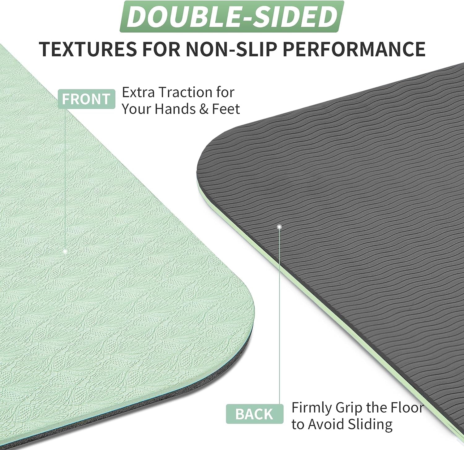 Yoga Mat for Women Men Kids, 1/3 & 1/4 & 2/5 Inch Extra Thick Yoga Mat Non Slip, 72" X 24" TPE Yoga Mats, Workout Mat with Carrying Strap for Yoga, Pilates and Floor Exercises