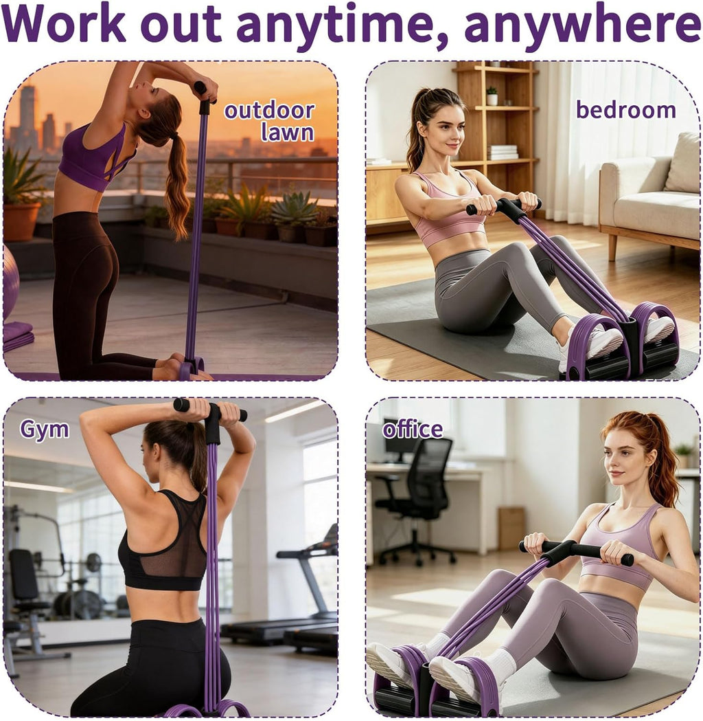 6-Tubes Tension Rope, Multifunction Elastic Yoga Pedal Puller Resistance Band, Natural Latex Tension Rope Fitness Equipment, for Abdomen, Waist, Arm, Leg Stretching Slimming Training